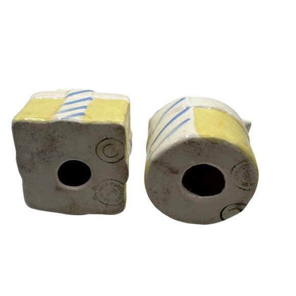 Hand-Painted Ceramic Gift Box Salt & Pepper Shakers With Yellow Floral Accents - Picture 4 of 5